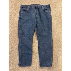 Wrangler Rugged Wear Jeans Mens 44x30 Blue Dark Wash Denim Straight Fit